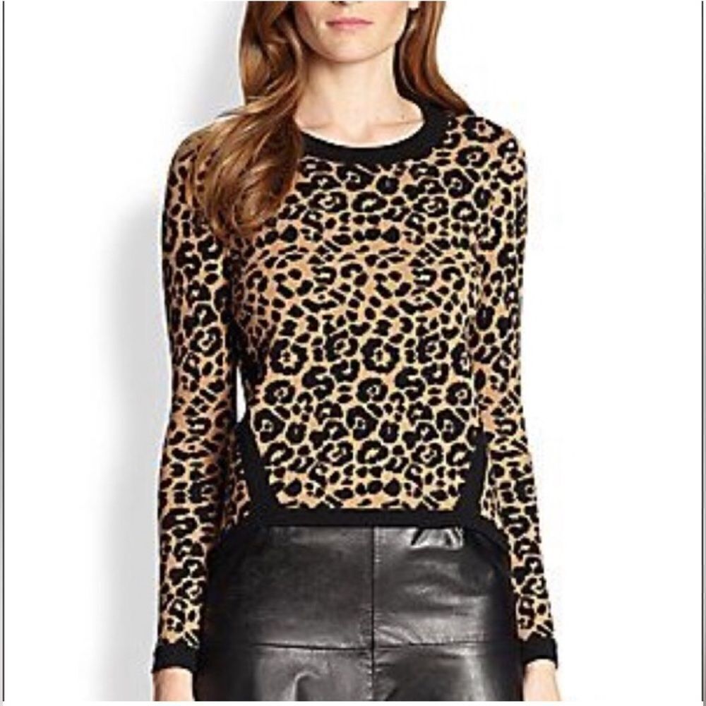 Milly Cheetah Jacquard Pullover Sweater